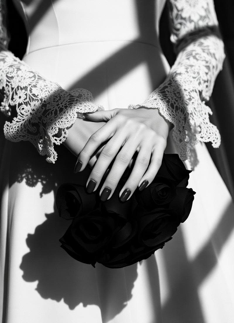 Bride hands with bouquet